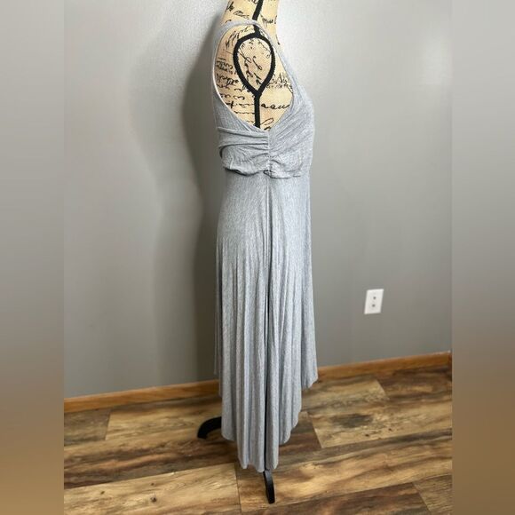 Anthropologie’s Maeve gray knit asymmetrical sleeveless midi dress medium Petite - Picture 7 of 10
